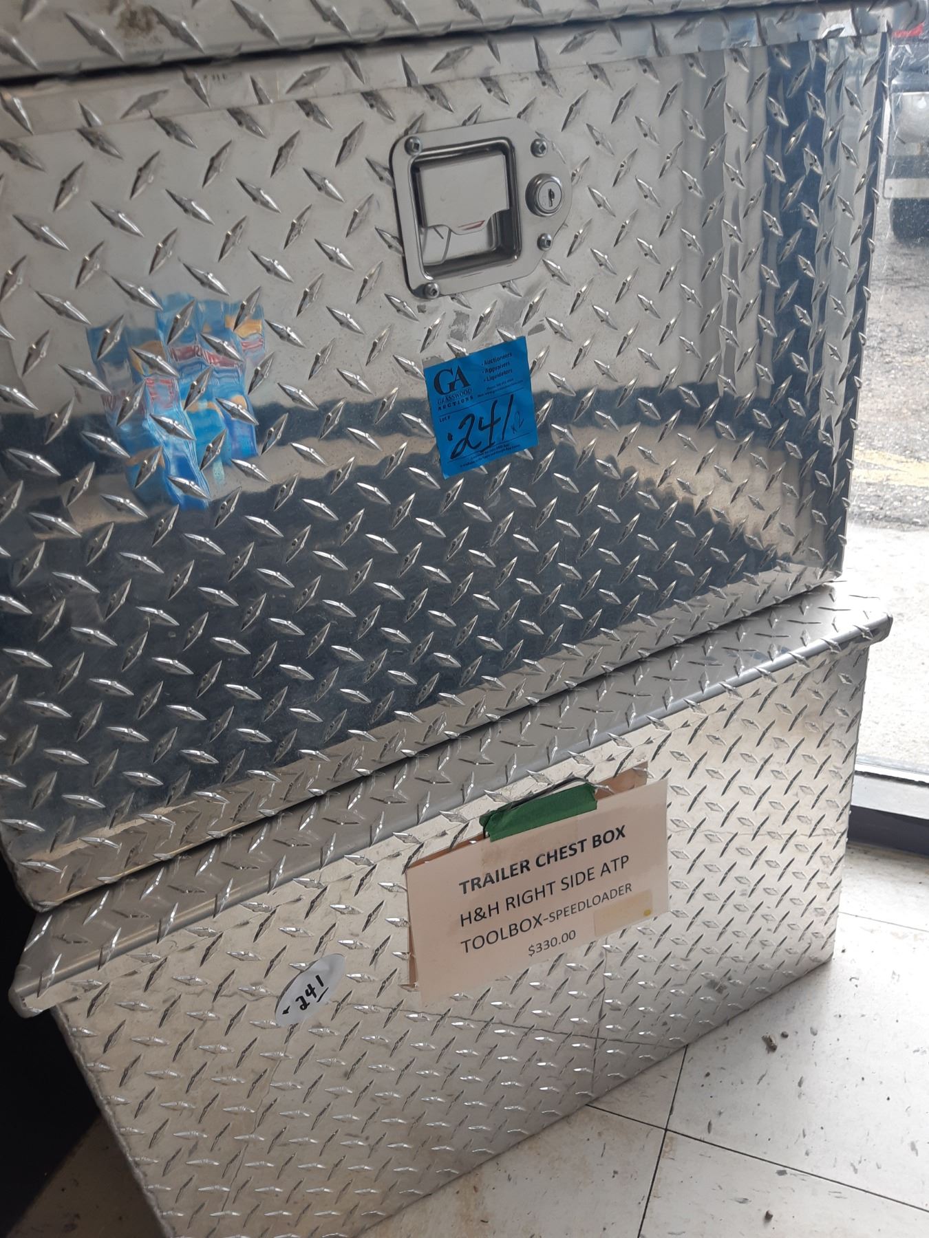 2 H & H Checker Plate Trailer Storage Boxes
