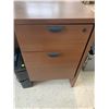 Image 2 : 2 Dark Walnut Finish Desks with Computer Key Board Tray with Shredder & Office Chair on Wheels