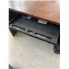 Image 3 : 2 Dark Walnut Finish Desks with Computer Key Board Tray with Shredder & Office Chair on Wheels