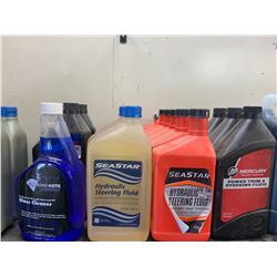 Glass Cleaner, Synthetic Injector Oil, Full Synthetic Oil, Assembly Grease, Power Steering Fluid, Oi