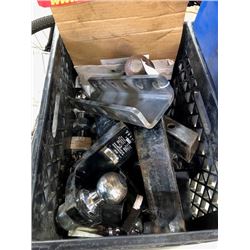 1 Black Tote with Trailer Hitch, 4 Receivers, 13 Balls, Misc. Bearings