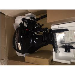 Mercury 4 stroke 15 HP w.tiller and fuel tank, warranty card, unused