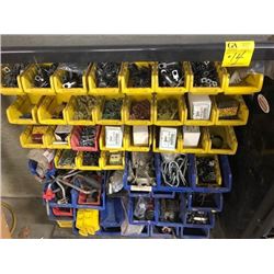bin compartments with misc. nuts, clips, Asstd. washer tek screws, crimp'n'shrink, u-bolts and more