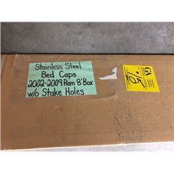 Stainless steel bed caps, 2002-2009 Ram 8 ft box w/o stake holes