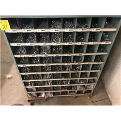 bins full of Asstd. lug bolts, rivets, washers, screws, etc.- double sided