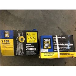 2- Power Fist 2-ton chain hoists- 1 used, 1 unused