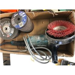 Makita GA7020; stackbof Gemini grinding wheels; stack of Walter type 27/42