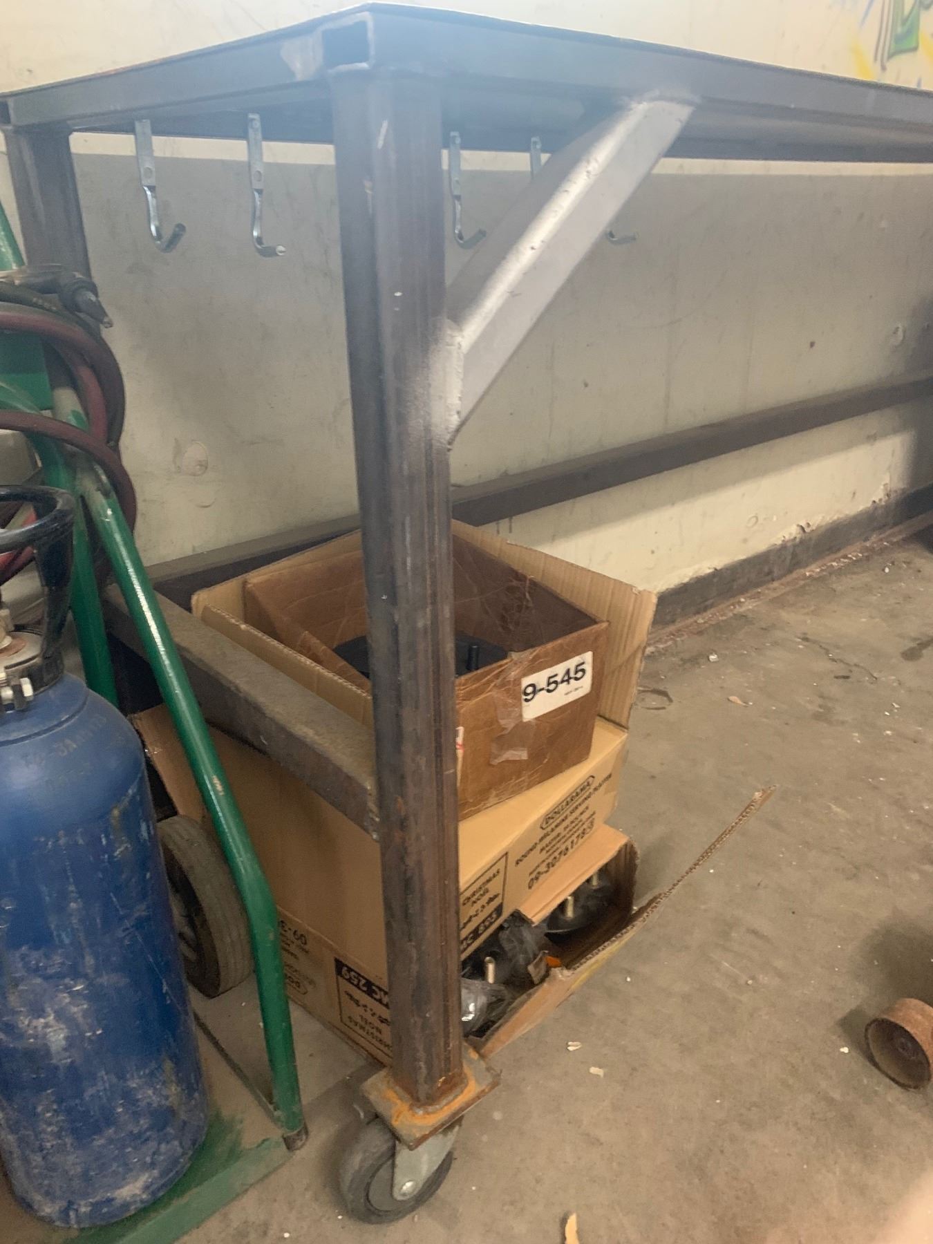 big steel work bench with Grey Bench Vise