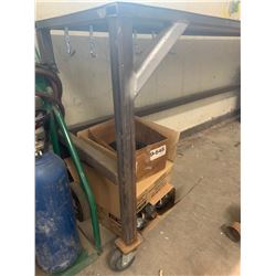 big steel work bench with Grey Bench Vise