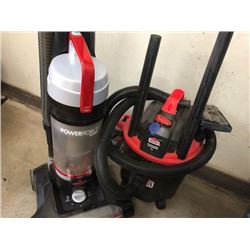 Bissell Powerforce Turbo vacuum model 2190C; Jobmate 15L 6A wet/dry vac