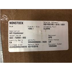 A/C condensor (A22-72459-002)- Condenser 19" X 33-1/2" PAD CONNECTION WESTERN STAR / FREIGHTLINER