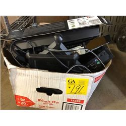 Dell laptop base; Ipad cases; Netgear router; Blue ray player