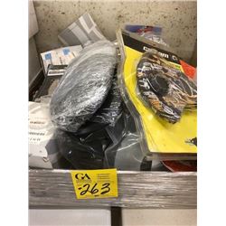 grips, marker lights, grill, dust masks, air filters, brake pads, rail mount kit, handlebar riser