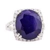 15.10 ctw Sapphire and Diamond Ring - 14KT White Gold