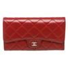 Image 3 : Chanel Deep Red Lambskin Leather Classic Long Flap Wallet