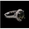 Image 2 : 4.35 ctw Green Tourmaline and Diamond Ring - 14KT White Gold