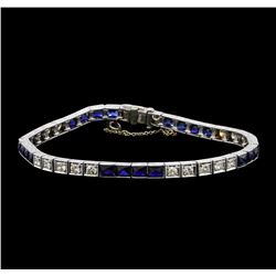 6.80 ctw Sapphire and Diamond Bracelet - Platinum