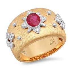 14K Two-Tone Gold 1.13CTW Ruby Ring, (VS)