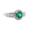 Image 1 : 1.02 ctw Emerald and Diamond Ring - 14KT White Gold