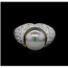 Image 2 : 0.87 ctw Pearl and Diamond Ring - 14KT White Gold