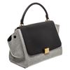 Image 1 : Celine Gray Wool Black Leather Medium Trapeze Bag