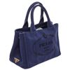 Image 3 : Prada Dark Blue Canvas Small Canapa Tote Bag