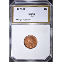 1920-S LINCOLN CENT PCI SUPERB GEM BU RED