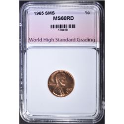 1965 SMS LINCOLN CENT, WHSG SUPERB GEM BU RED