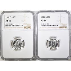 2-1941-S  MERCURY DIMES, NGC MS-66