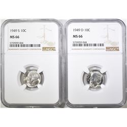 1949-D&S ROOSEVELT DIMES, NGC MS-66 KEY DATES
