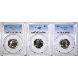 1965, 66 & 67 SMS WASH. QUARTERS, PCGS SP-67