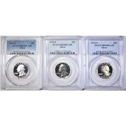 3-1976-S SILVER WASH. QUARTERS, PCGS PR-69 DCAM