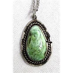 Navajo Sterling Turquoise Pendant Necklace