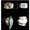 Image 4 : 12 Sterling Silver Rings, Mostly Native American