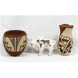 3 Pieces of Native American Jemez Pueblo Pottery