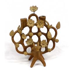 Vintage Mexican Clay Tree of Life Candle Holder