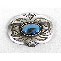 Navajo Sterling Turquoise Belt Buckle, Kescoli