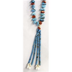 Navajo Turquoise & Red Shell Jocla Necklace