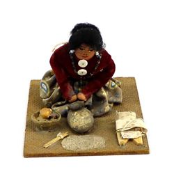 Native American Navajo Doll Grinding Corn