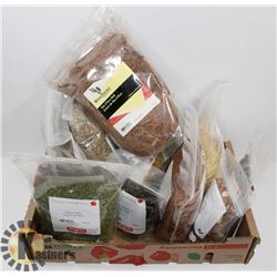 BOX OF ASSORTED SANGSTERS, INCLUDES: SPICES, TEA &