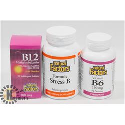 BAG OF NATURAL FACTORS VITAMINS, INCLUDES: B12, B6
