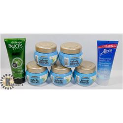 BAG WITH GARNIER WHOLE BLENDS MASKS, STYLING GEL