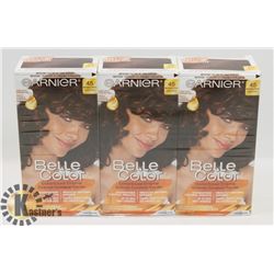 LOT OF 3 GARNIER HAIR COLOR, #45 MAHOGANY BROWN