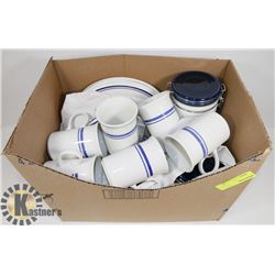 ESTATE BOX WITH DISHSET AND JARS
