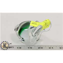 HAND BLOWN GLASS HIPPO GREEN