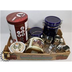 CHOCOLATE FONDUE SET. 9PC SPICE SET, CANNISTER SET
