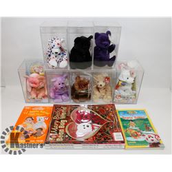 RETIRED TY BEANIE BEARS IN CASES WITH COLLECTOR GU