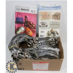 BOX FULL OF REPLACEABLE PURSE HANDLES (40 TOTAL).