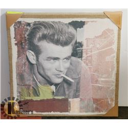 NEW JAMES DEAN BURLAP BACKED ARTWORK 20 X 20"