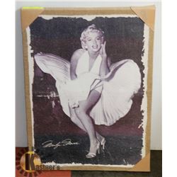 MARILYN MONROE PRINT ON BURLAP 22.5" X 16.5"